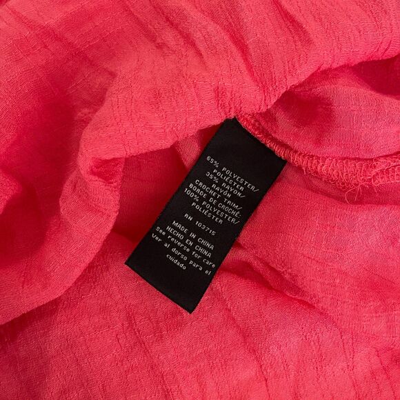 Zac & Rachel Blouse Women's Medium Pink Crochet Square Neck 3/4 Sleeve Boho Top - Picture 10 of 10